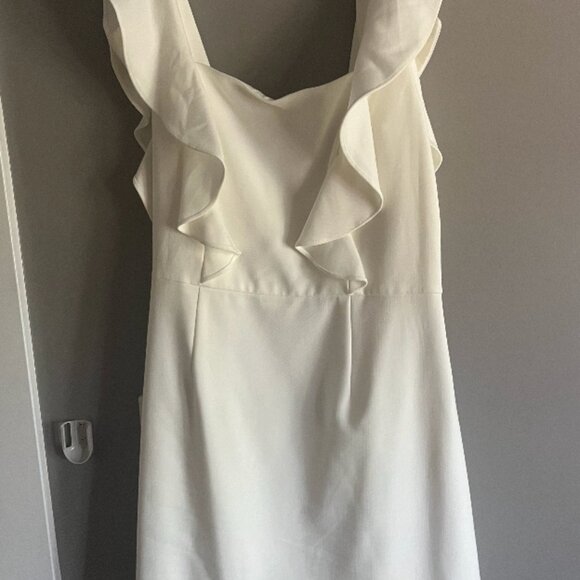 French Connection Mini White Whisper Ruffle V Neck Dress - Picture 8 of 8